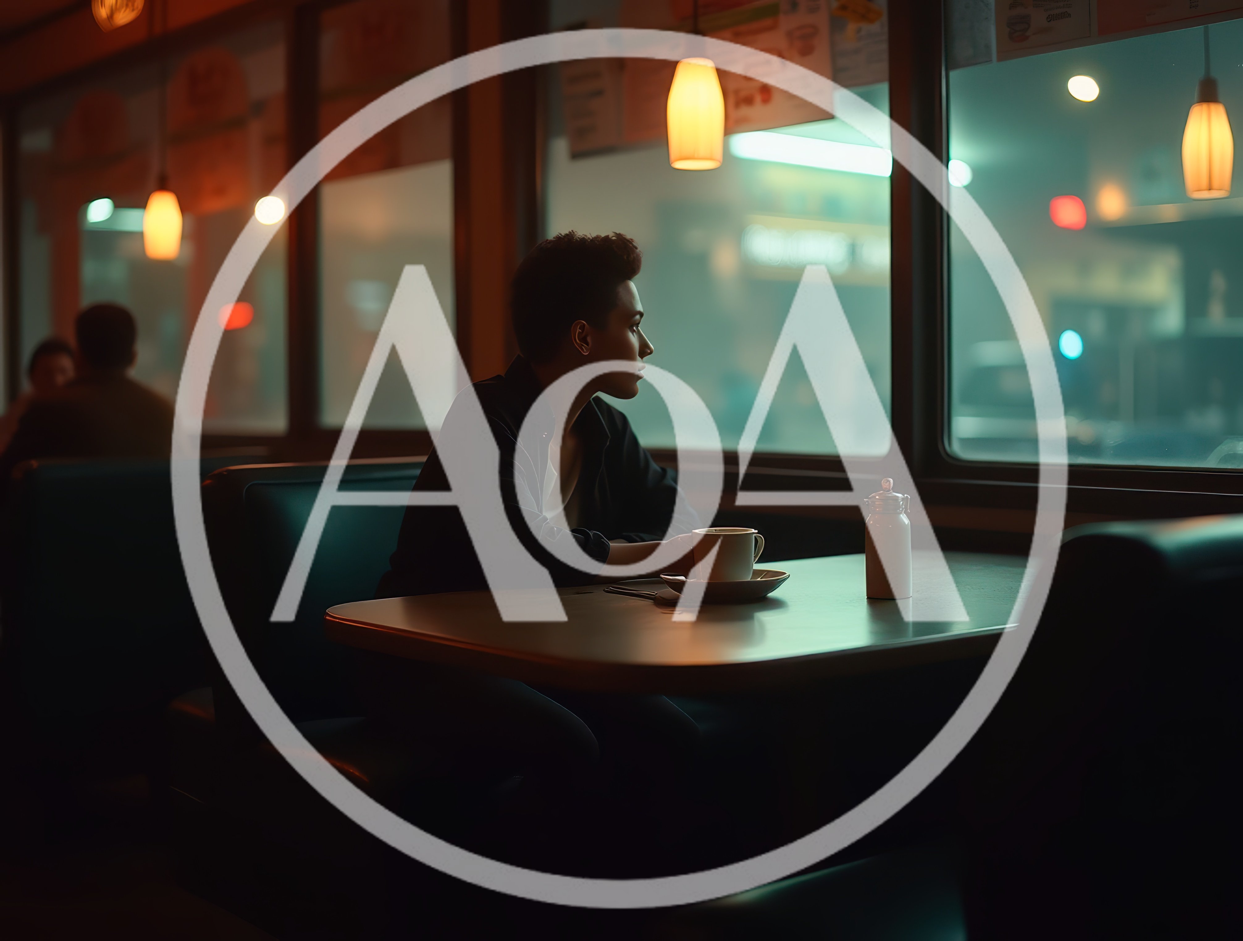 Pensive Person Sitting Alone at a Diner Booth