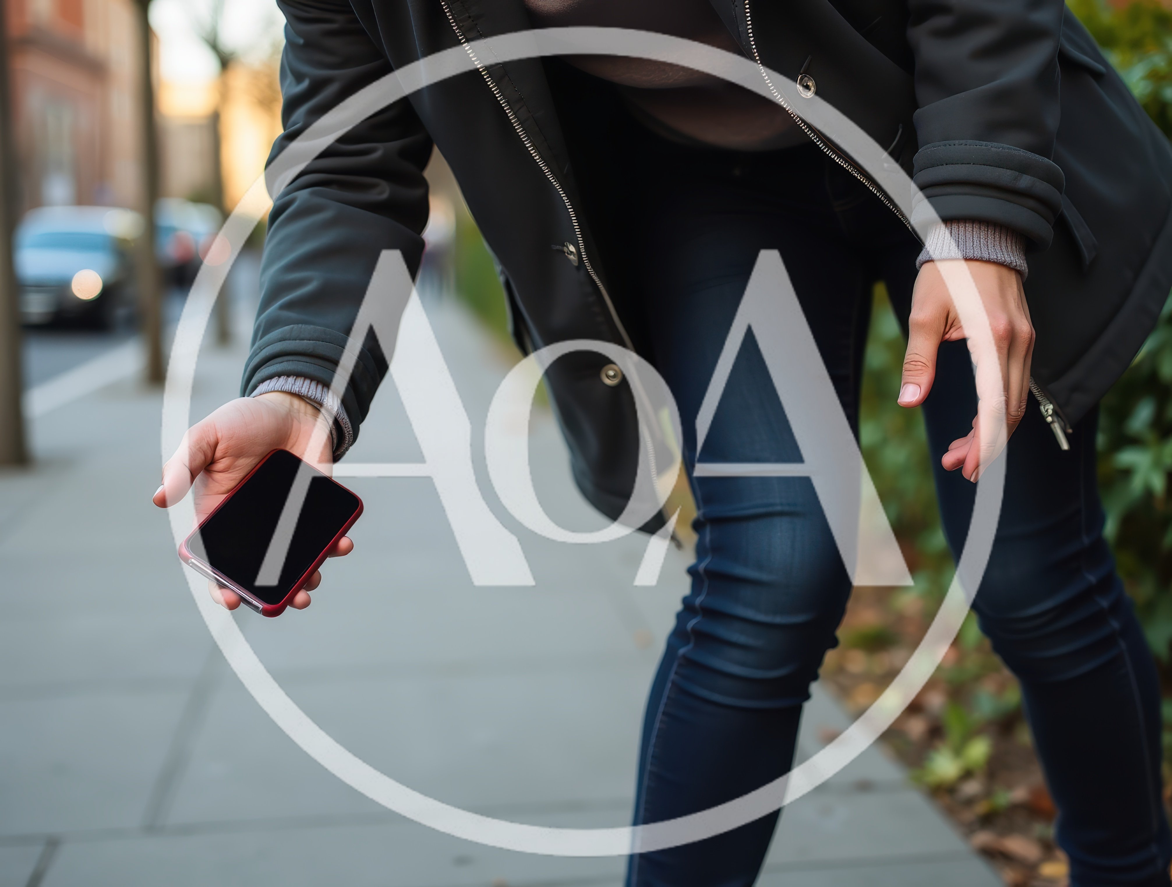 Person Dropping A Smartphone On A City Sidewalk