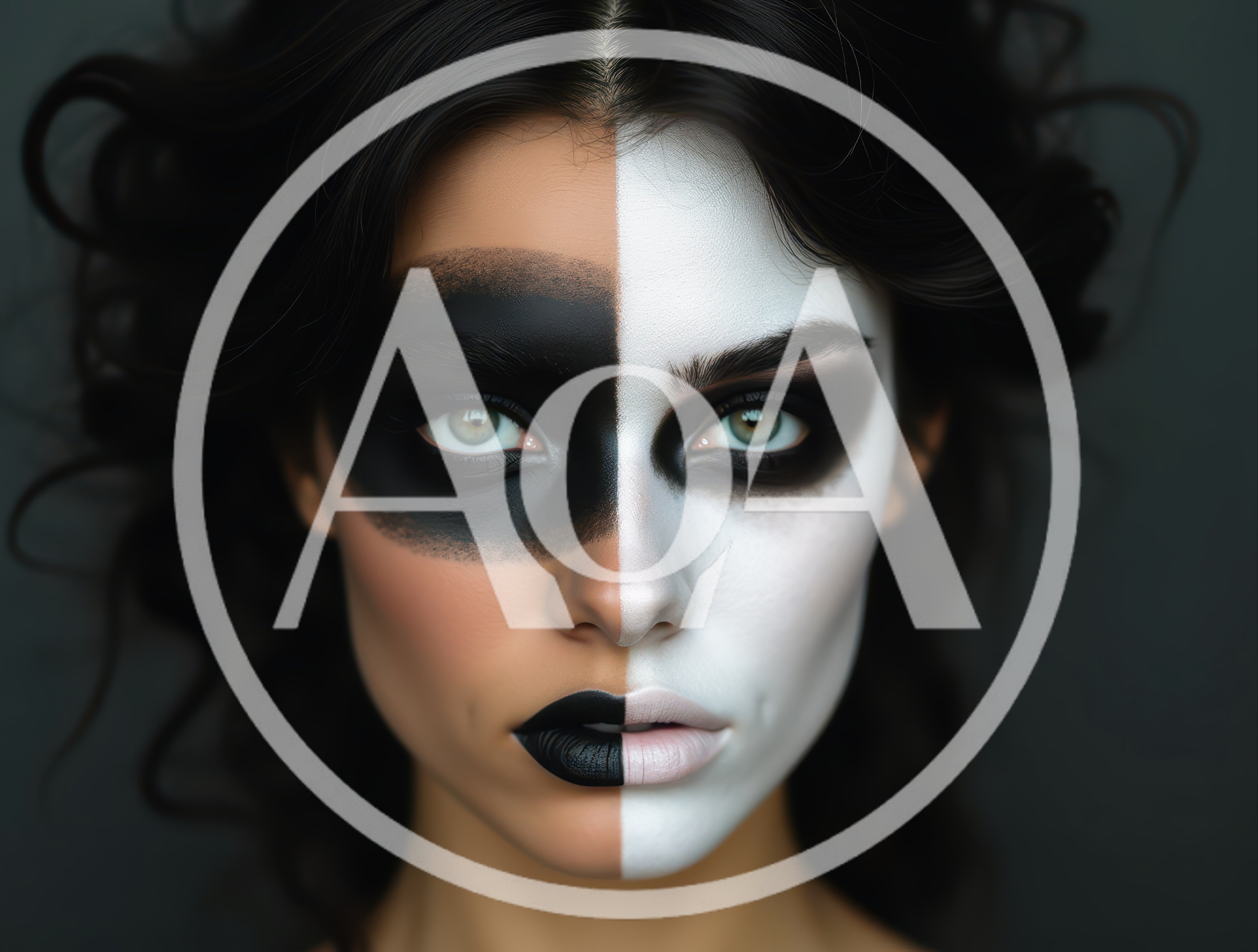 Woman With Split Black And White Face Makeup