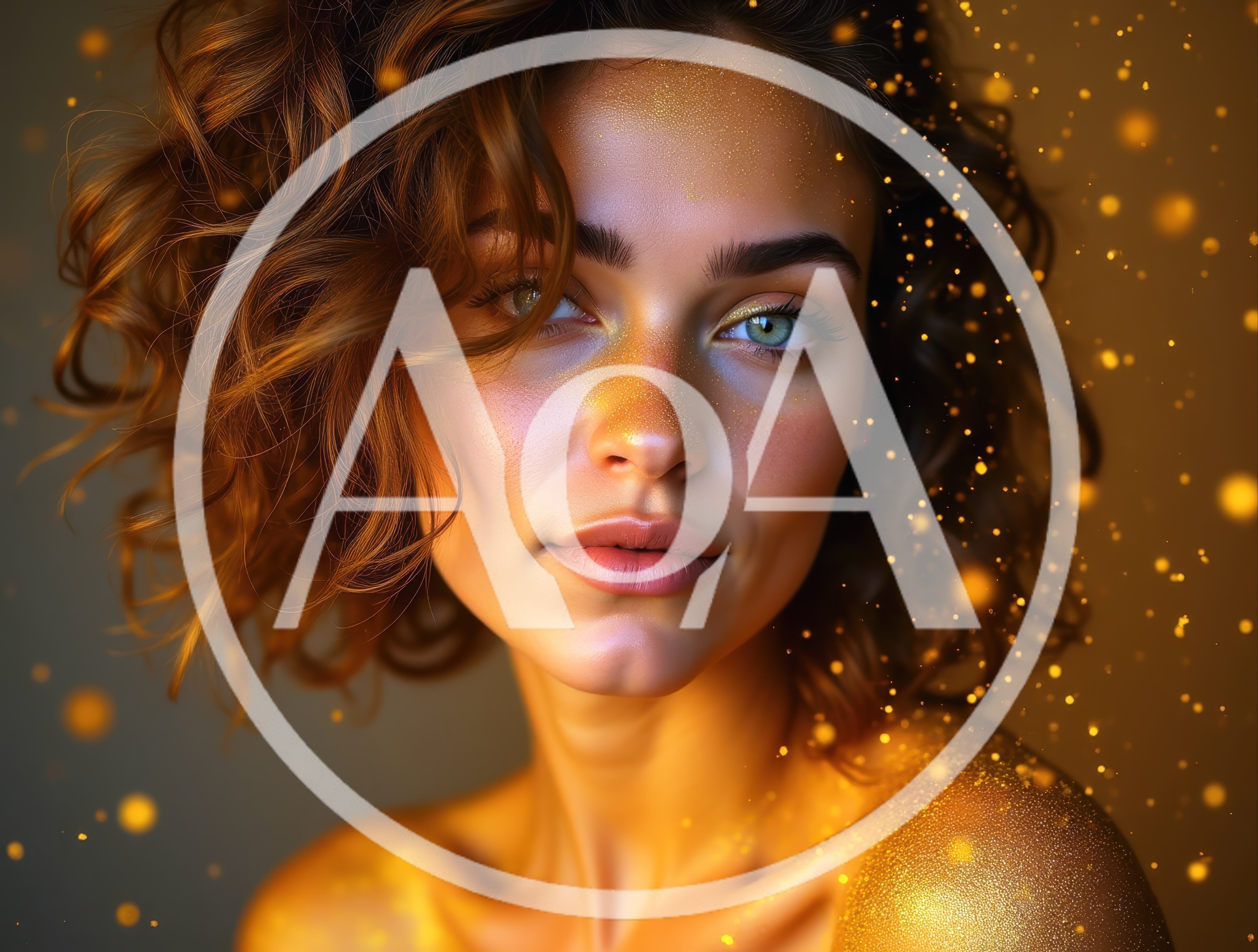 Portrait Of A Woman With Golden Glitter Makeup