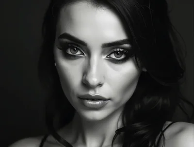 Portrait Of A Beautiful Woman With Intense Gaze