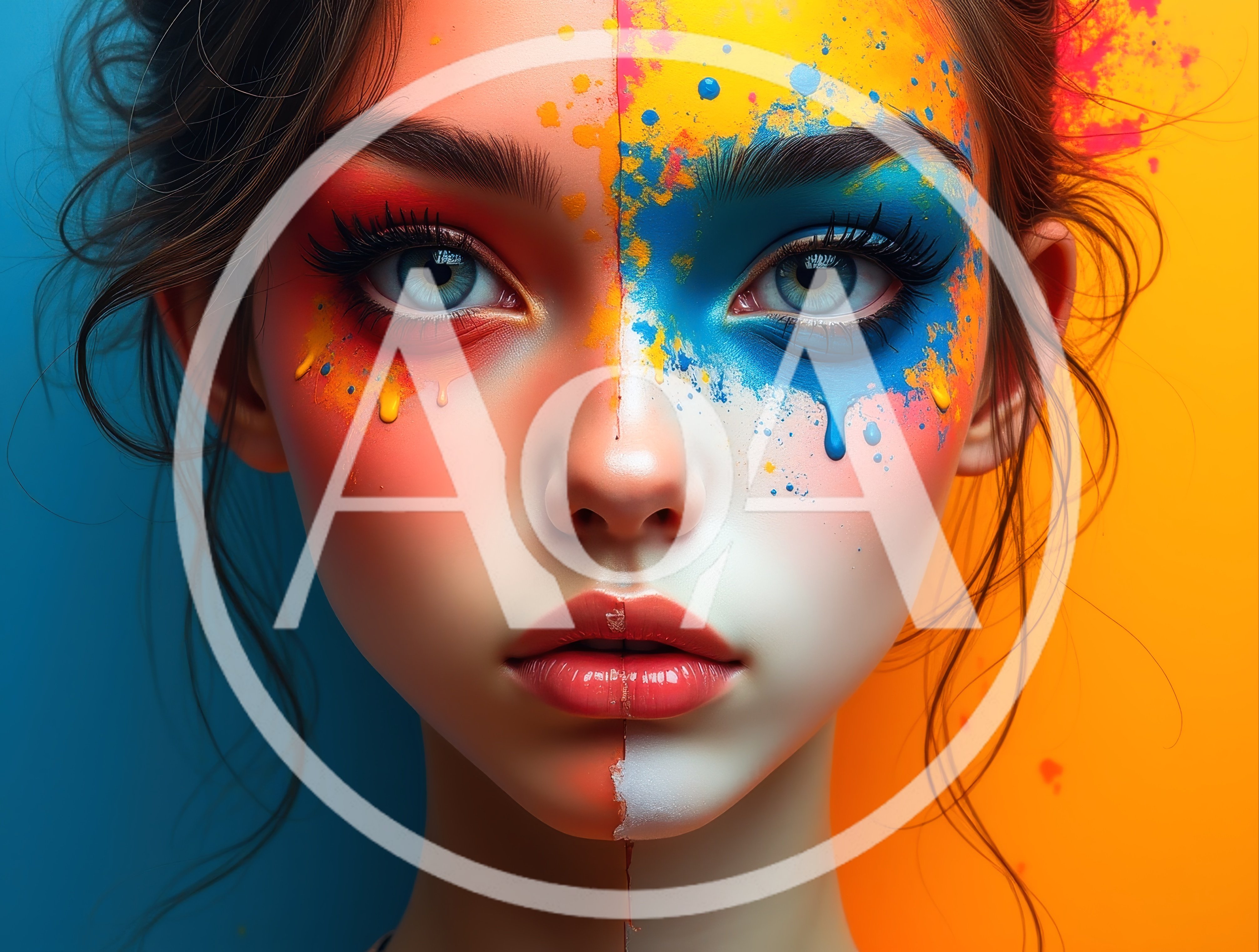 Portrait Of A Woman With Artistic Split Face Paint