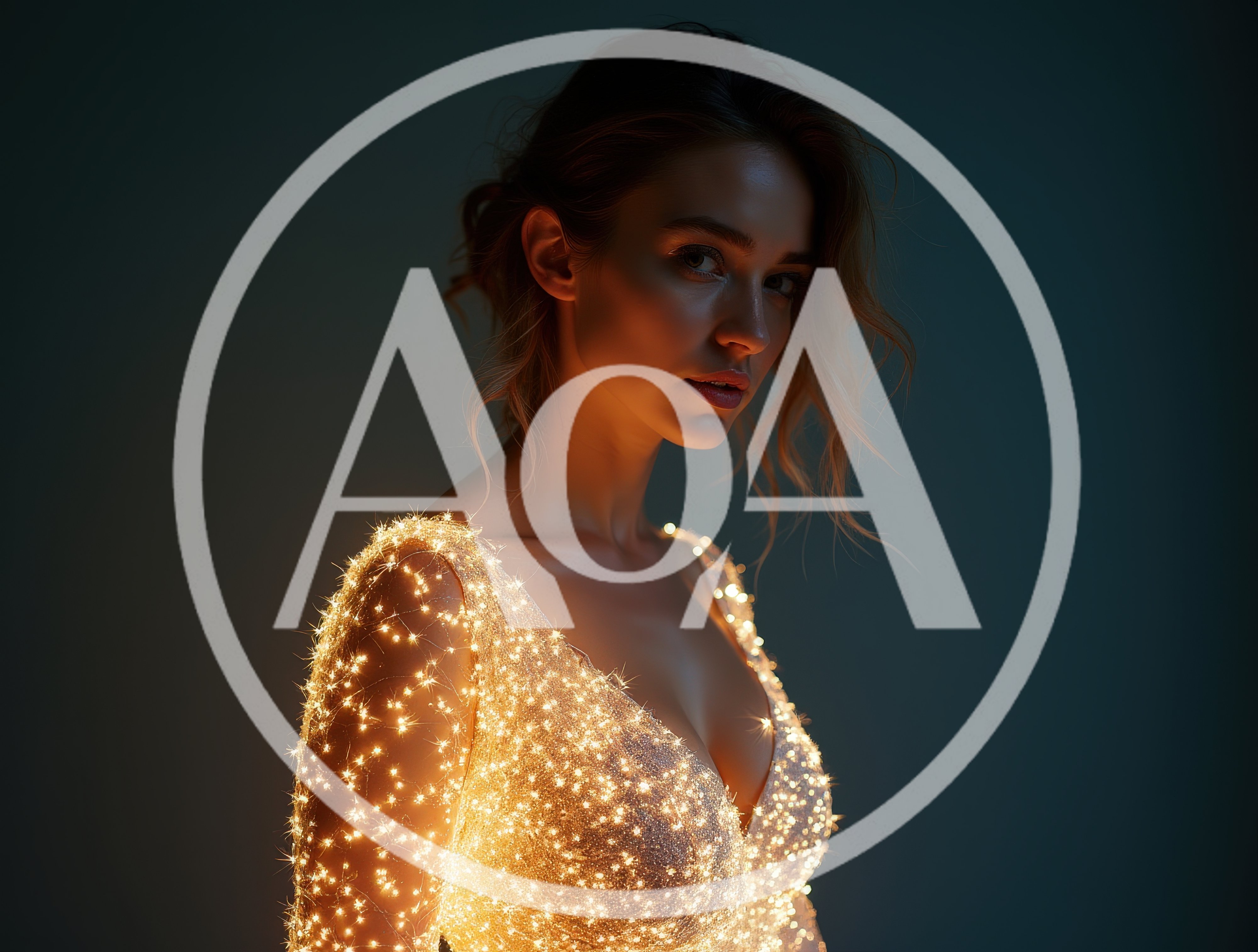 Portrait Of A Woman In A Glowing Starry Dress