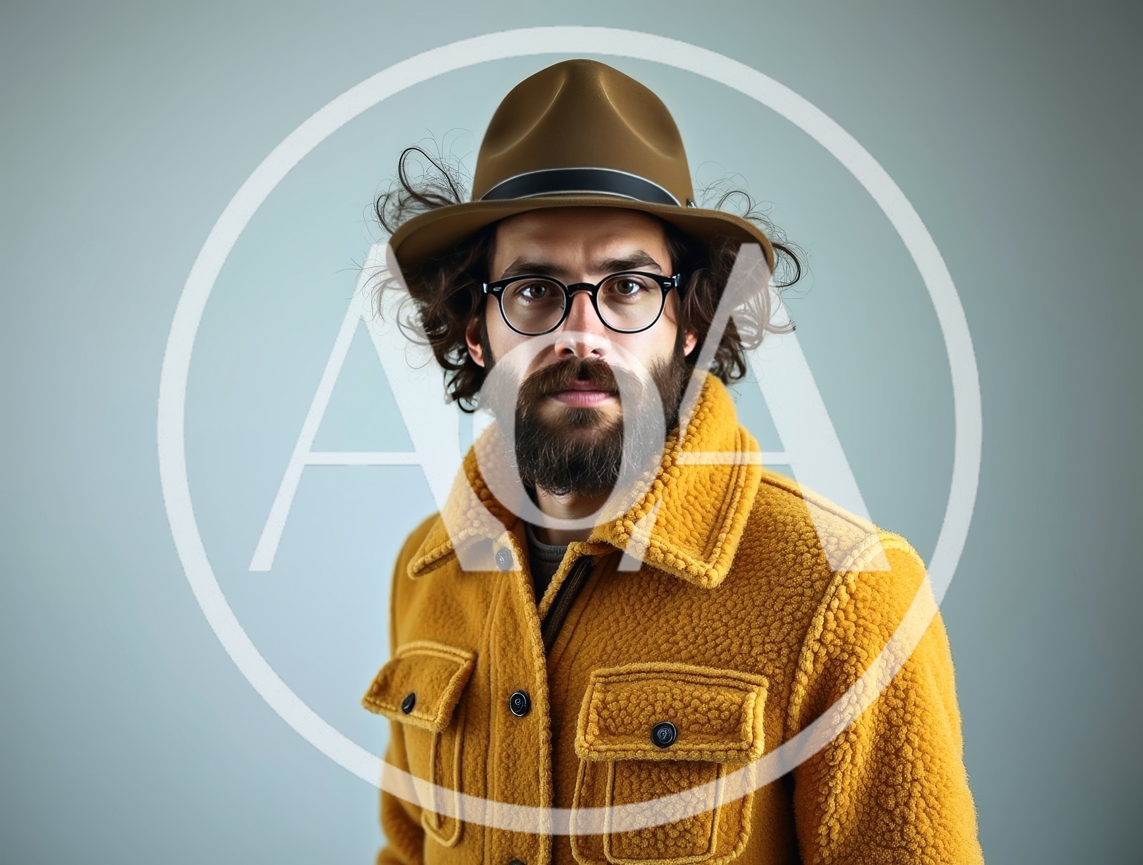 Portrait Of A Bearded Man In A Yellow Jacket