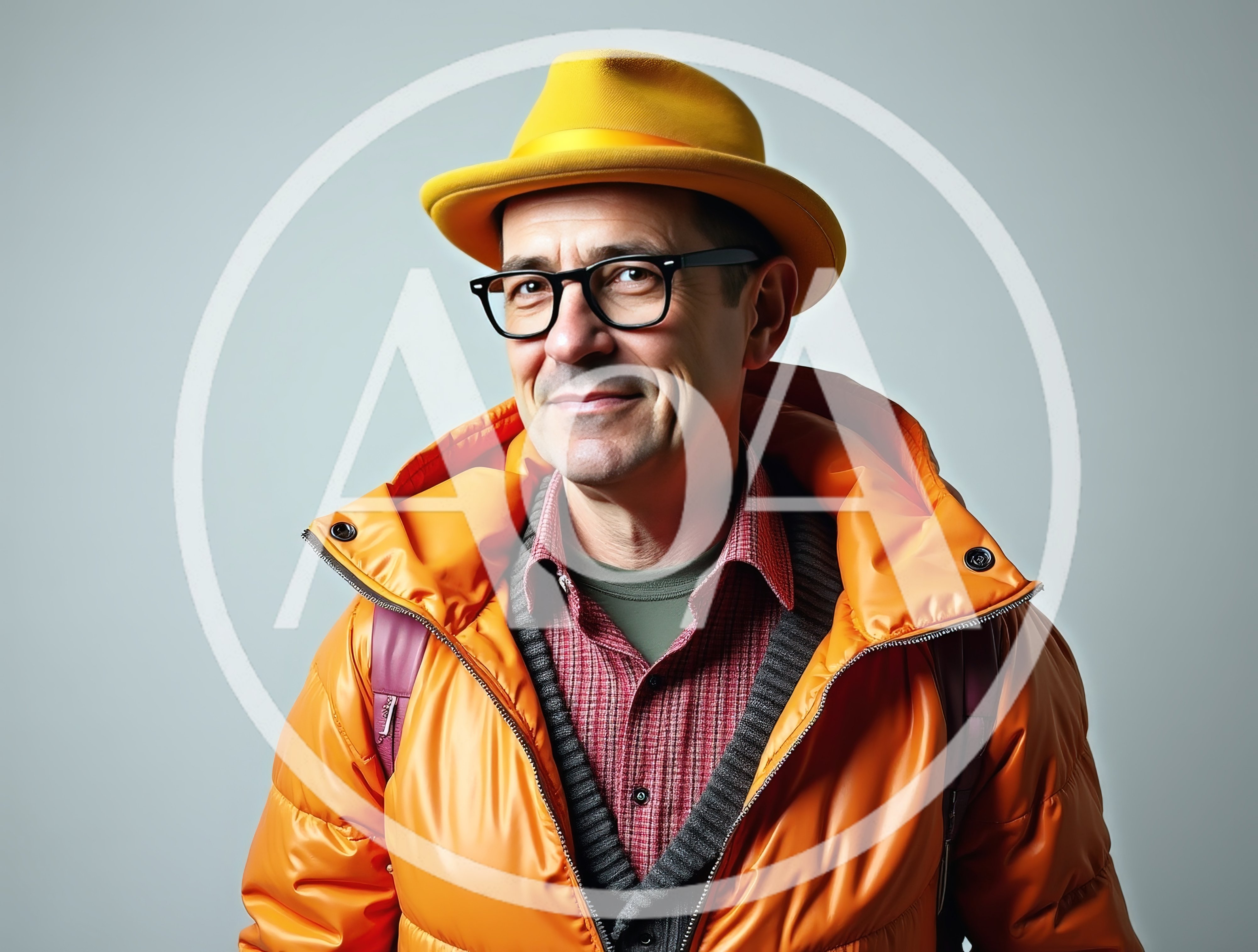 Portrait Of A Middle Aged Man Wearing A Yellow Hat