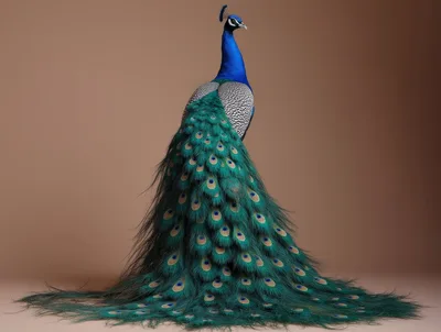 Majestic Peacock Standing With Full Train Display