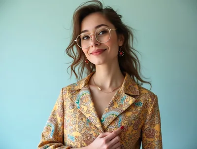 Portrait Of A Stylish Young Woman Wearing Glasses