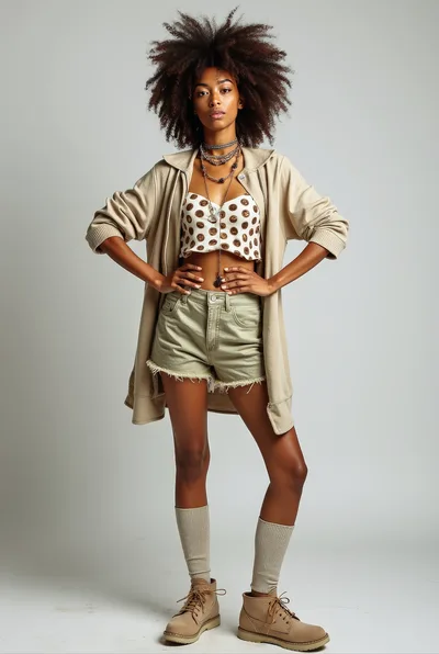 Fashionable Young Woman Posing In Casual Streetwear