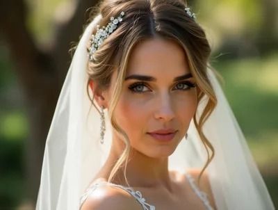 Portrait Of A Beautiful Bride In A Wedding Veil