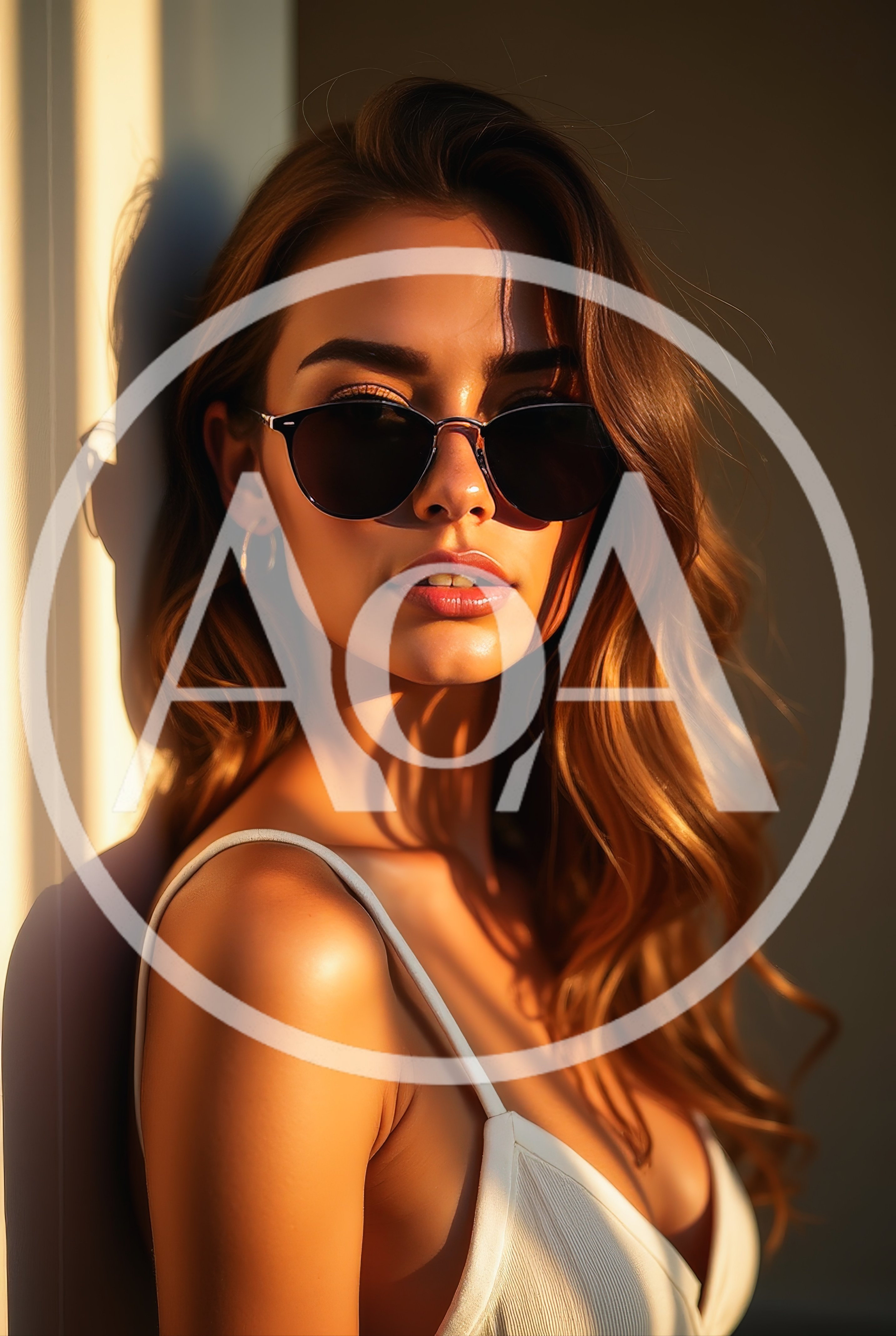 Portrait Of A Woman Wearing Sunglasses In Golden Hour