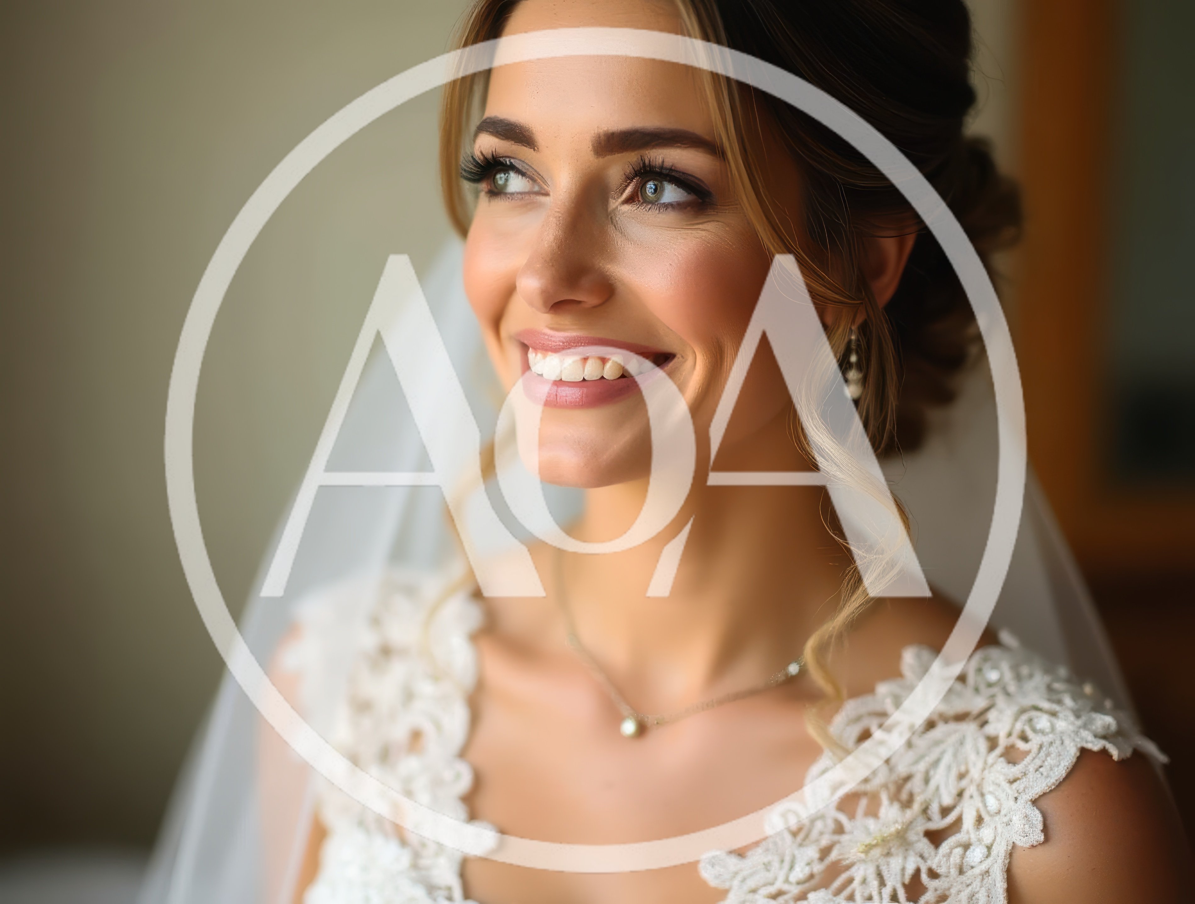 Beautiful Bride Smiling In Wedding Dress