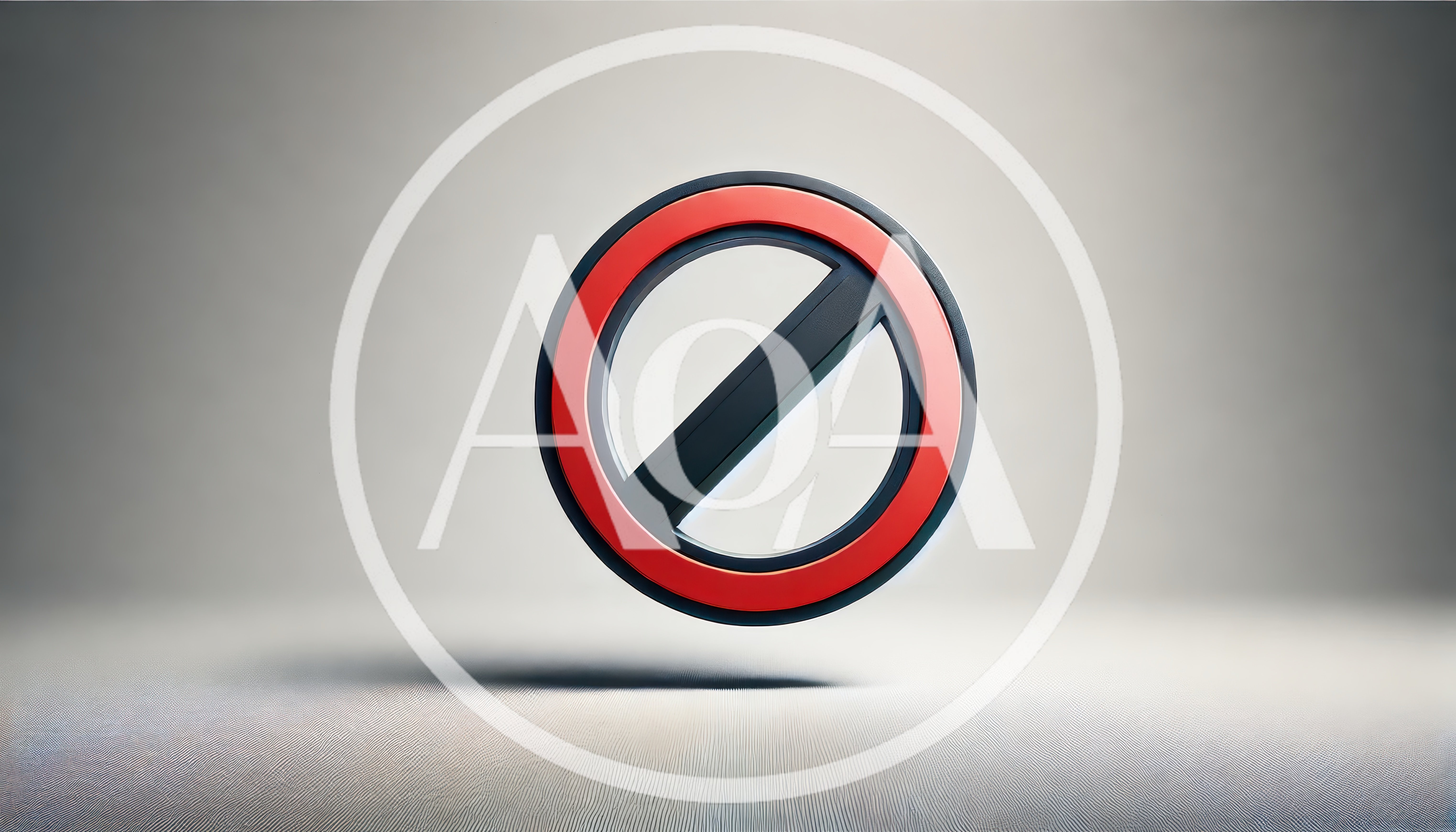 3D Rendered Red Prohibition Sign Floating In Studio