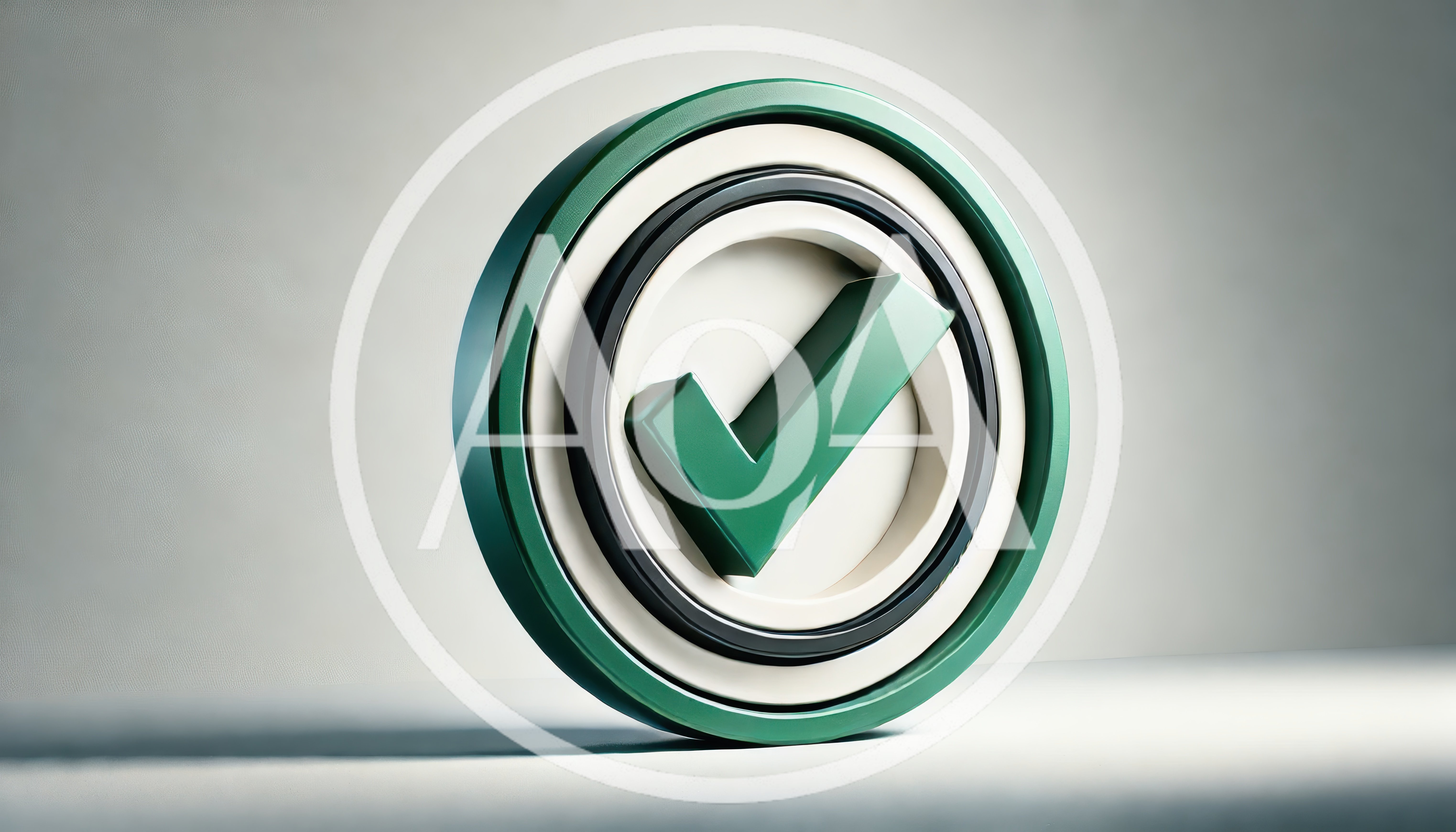 3D Rendered Green Checkmark Icon On Circular Base