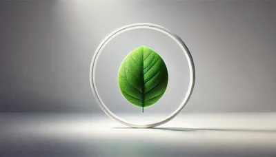 Green Leaf Inside A Glowing Circular Frame
