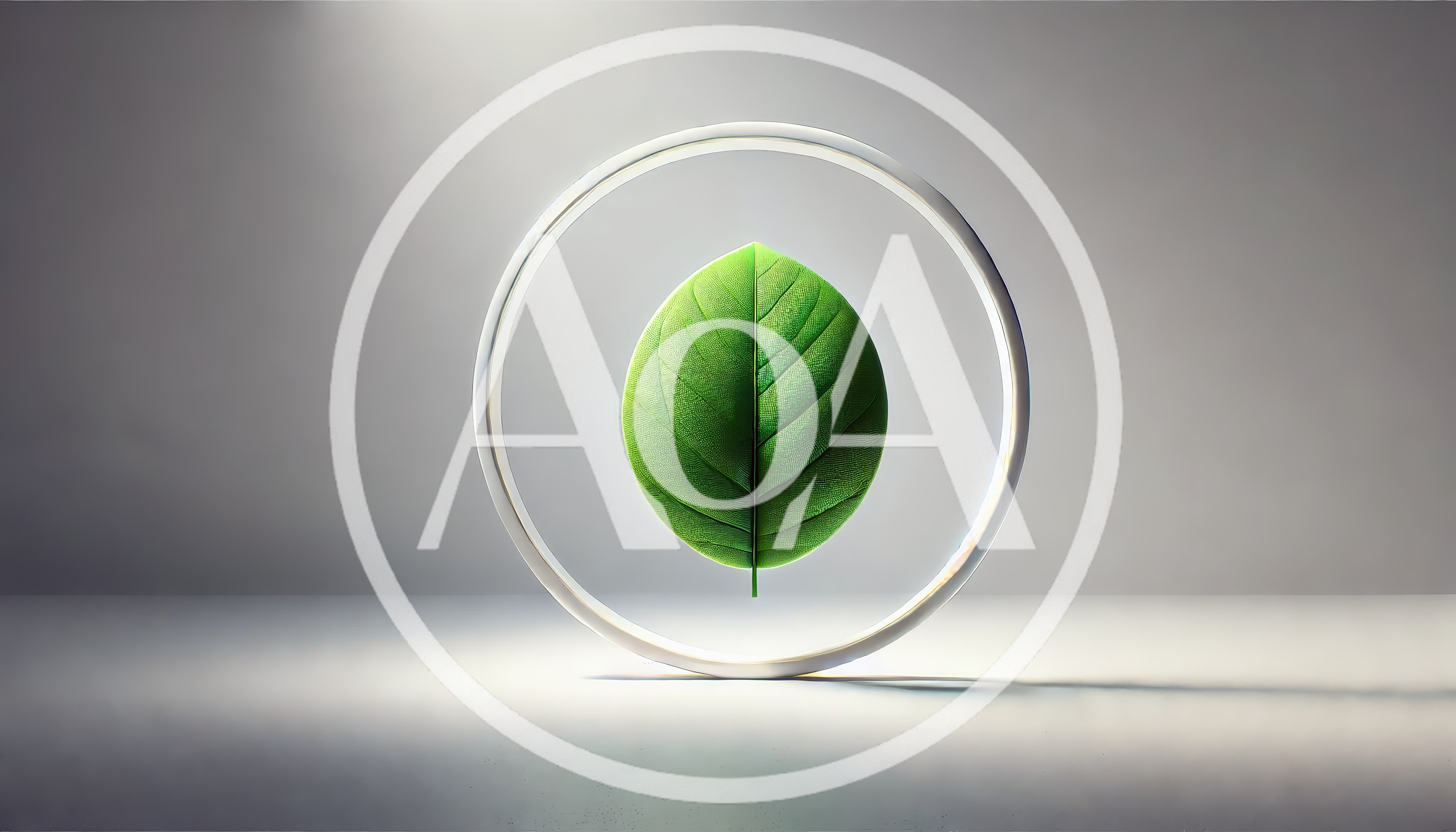 Green Leaf Inside A Glowing Circular Frame