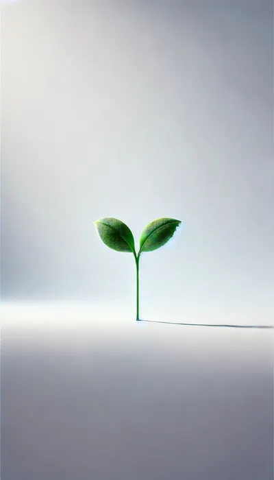 Small Green Sprout Growing From A Minimalist Surface