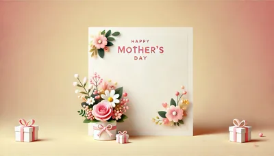 Mother's Day Greeting Card with Flowers and Gifts