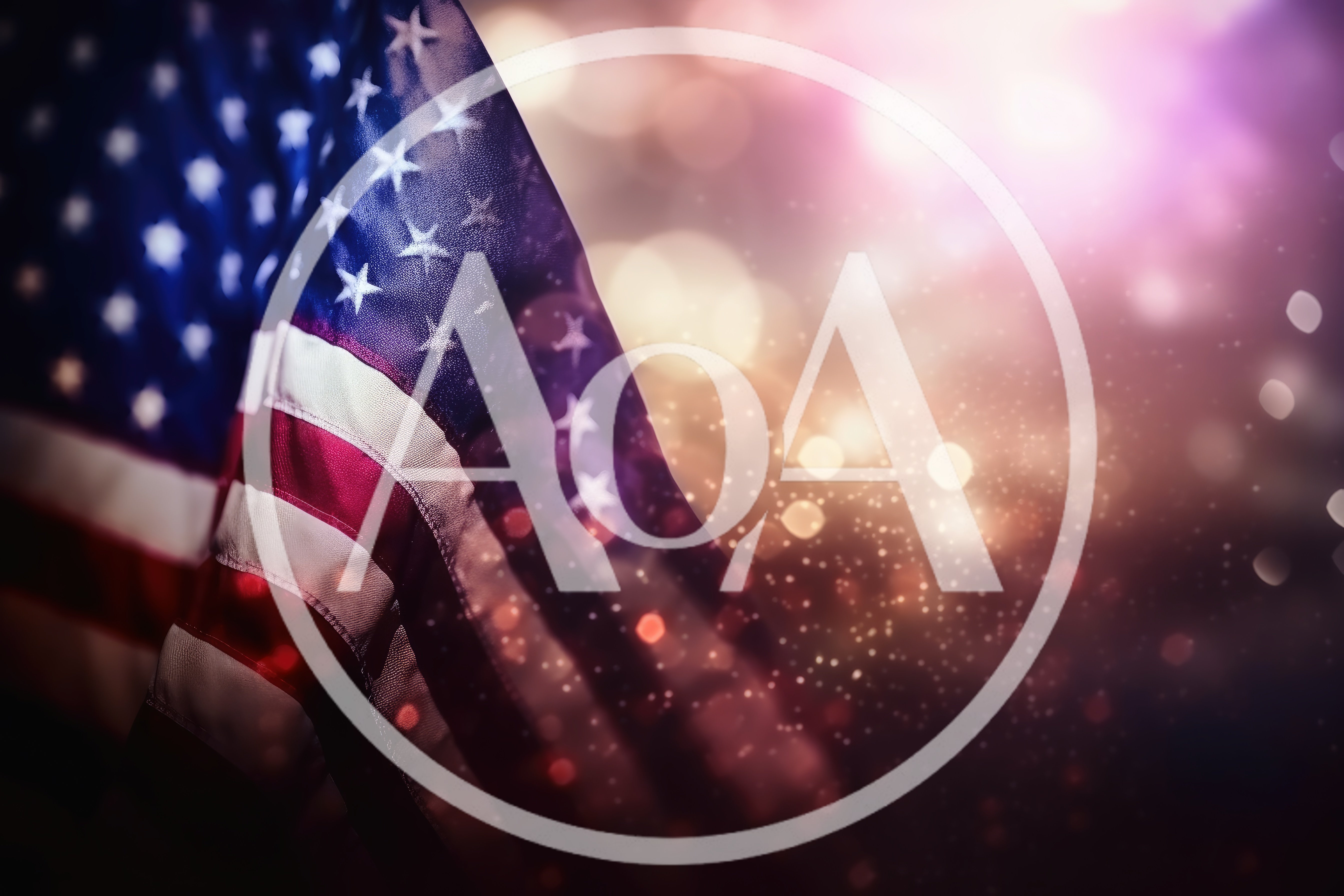 Waving American Flag With Bokeh Light Background
