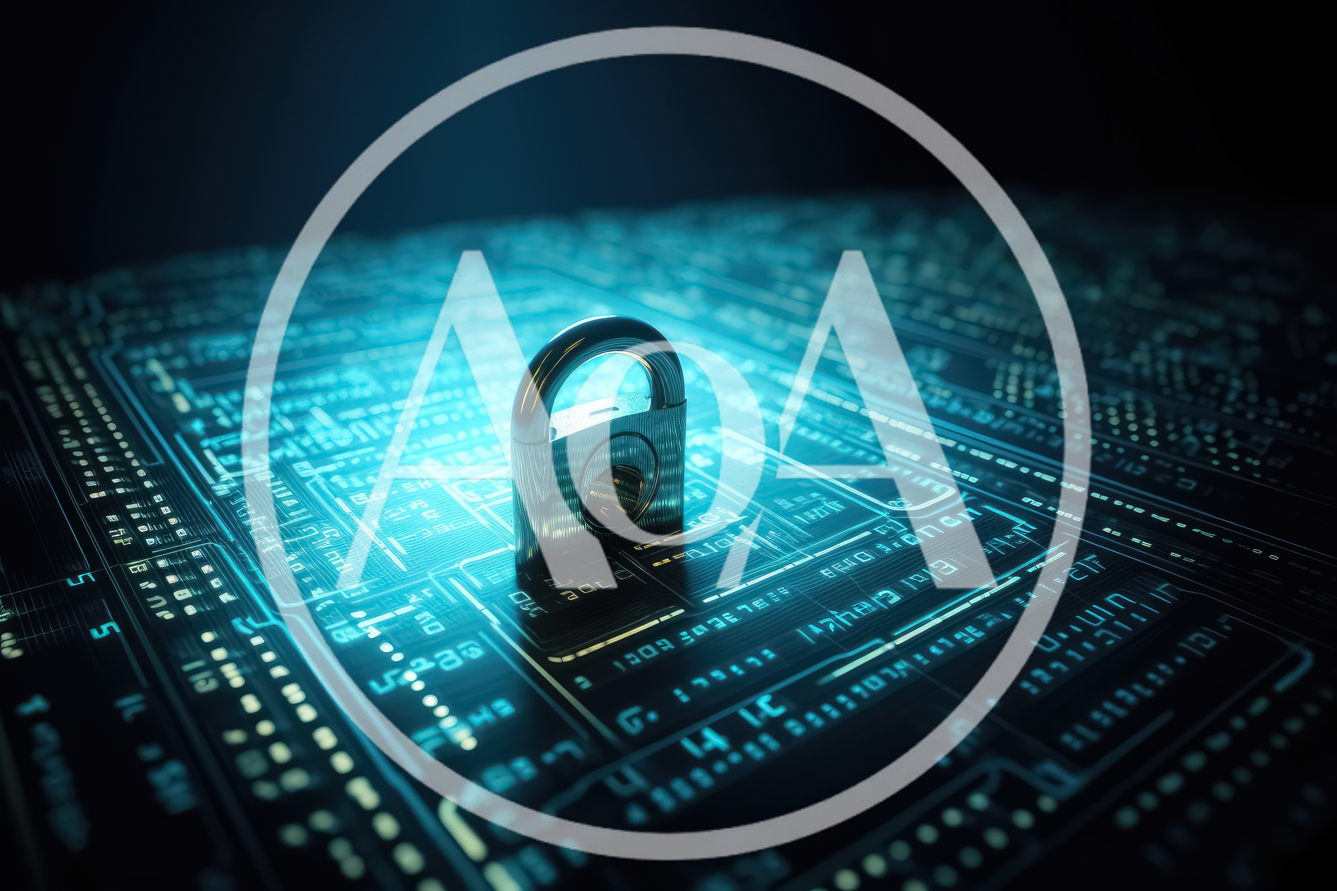 Cybersecurity Padlock On Digital Circuit Board