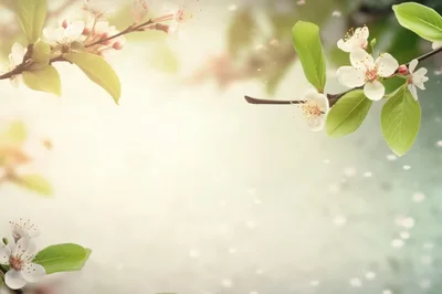 Spring Cherry Blossom Branches With Soft Bokeh Background