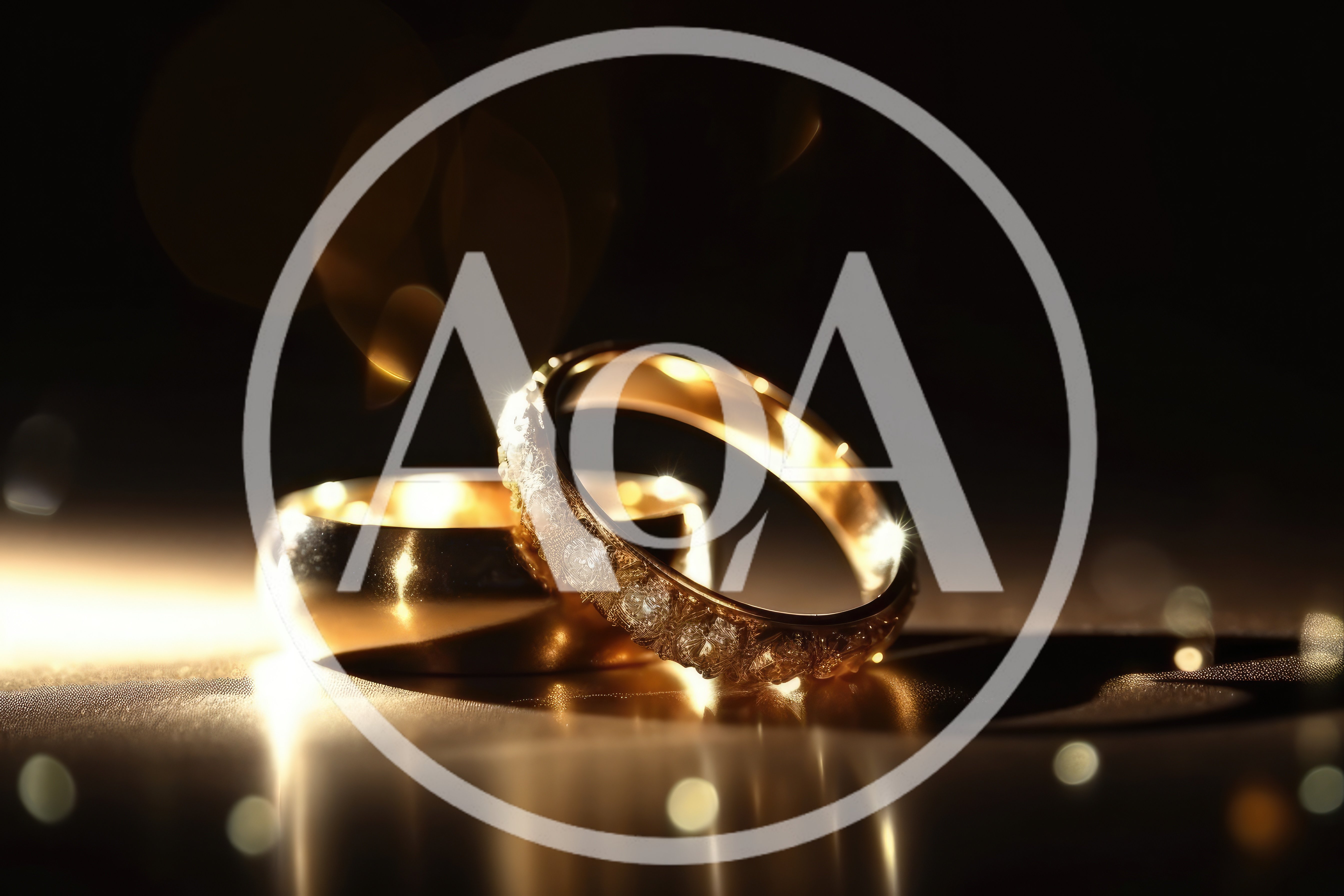 Two Elegant Gold Wedding Rings With Sparkling Diamonds