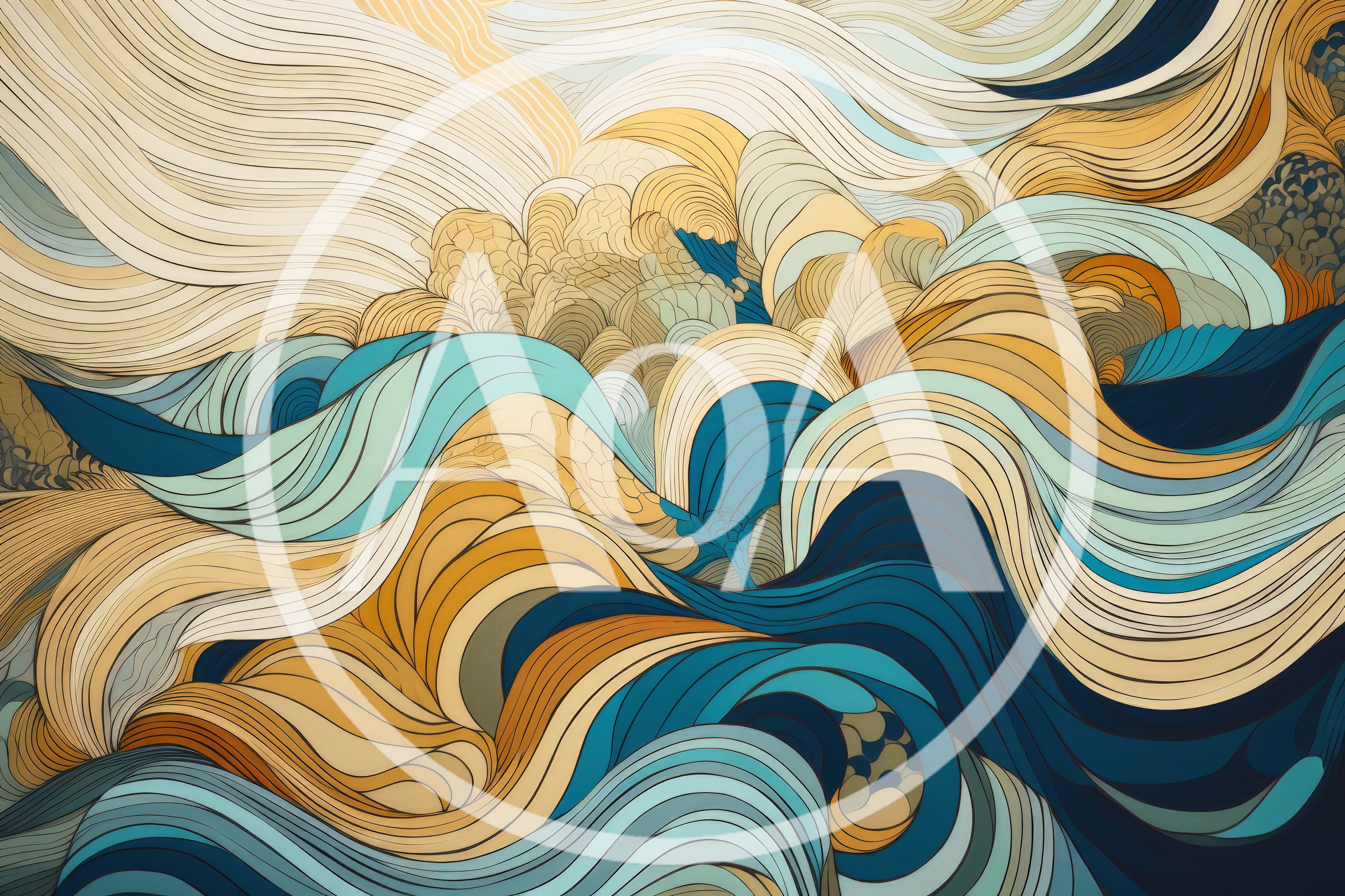 Abstract Flowing Waves In Art Nouveau Style