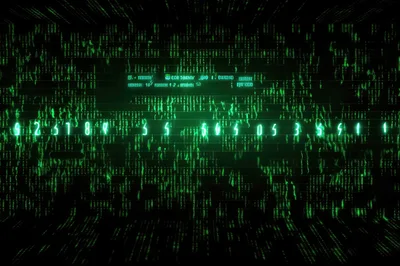 Digital Matrix Code Stream With Glowing Numbers