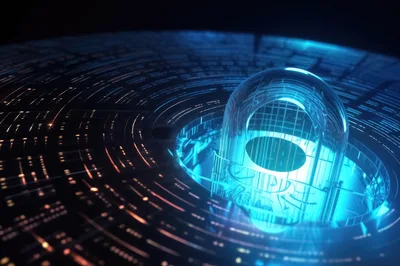 Futuristic Digital Lock Icon On Circular Data Circuit