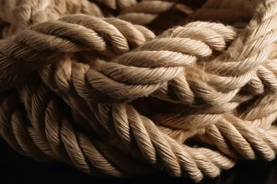 Close Up Of Coiled Natural Fiber Rope