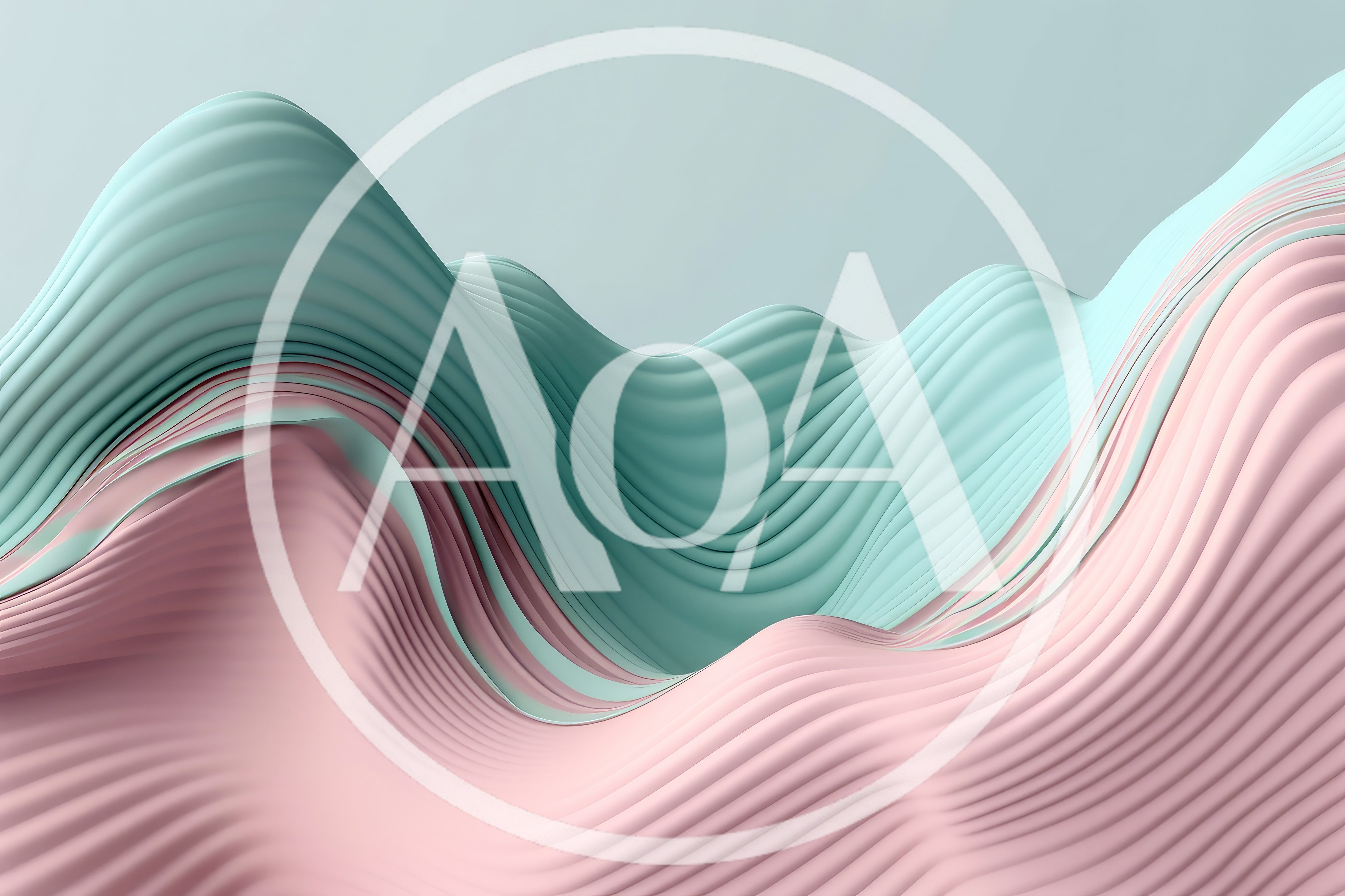 Abstract 3D Wavy Layers In Pastel Pink And Teal