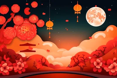 Mid Autumn Festival Paper Cut Illustration
