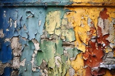 Weathered Wall With Peeling Multi Colored Paint Layers