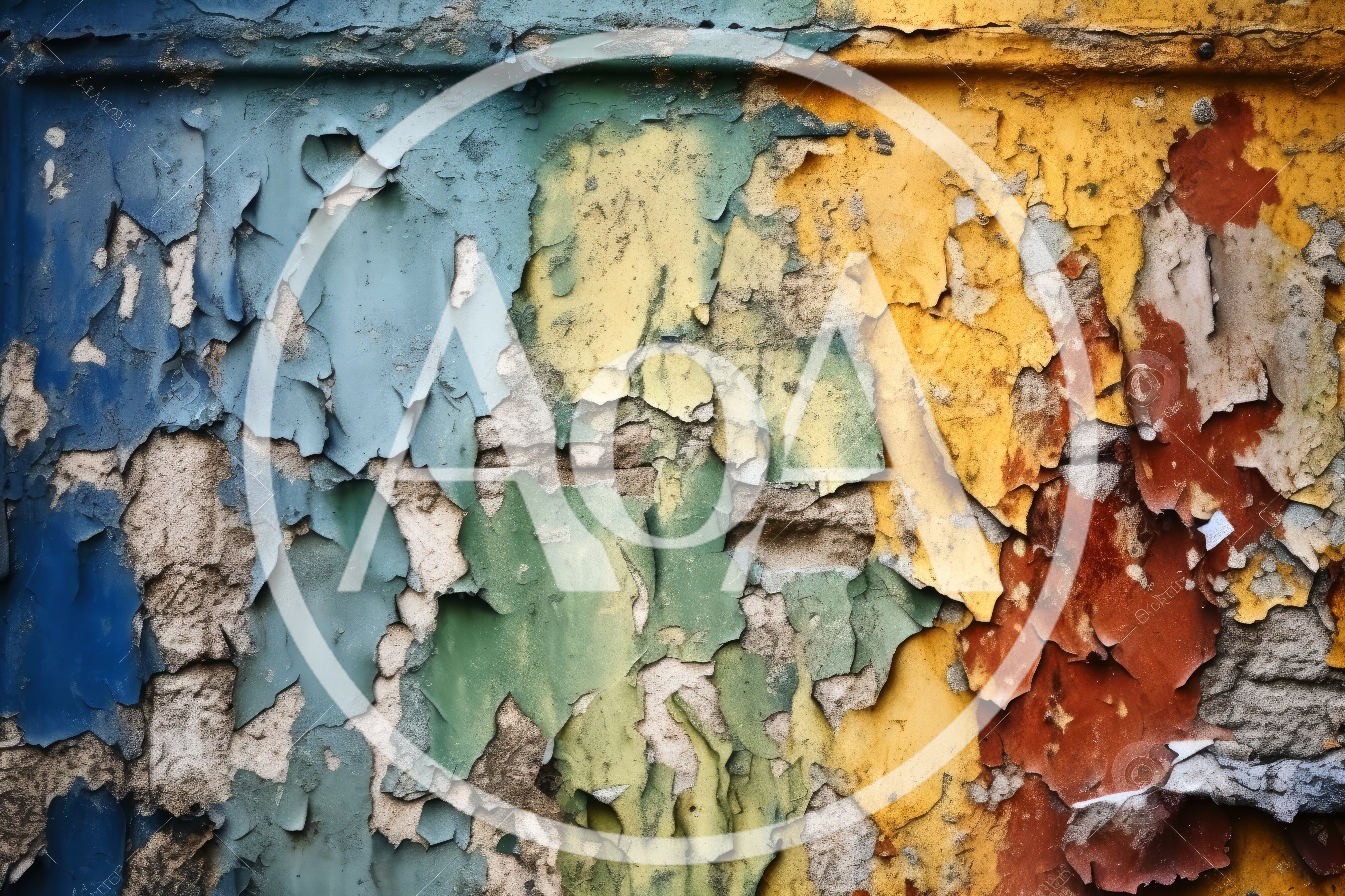 Weathered Wall With Peeling Multi Colored Paint Layers