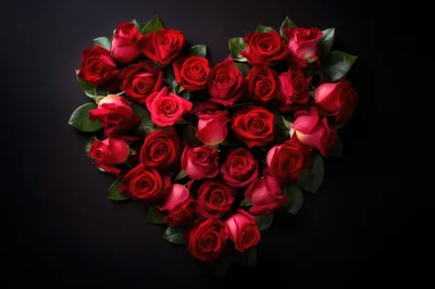 Heart Shape Arrangement Of Red Roses