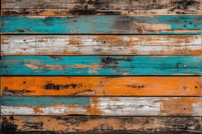 Weathered Wooden Planks With Distressed Painted Texture