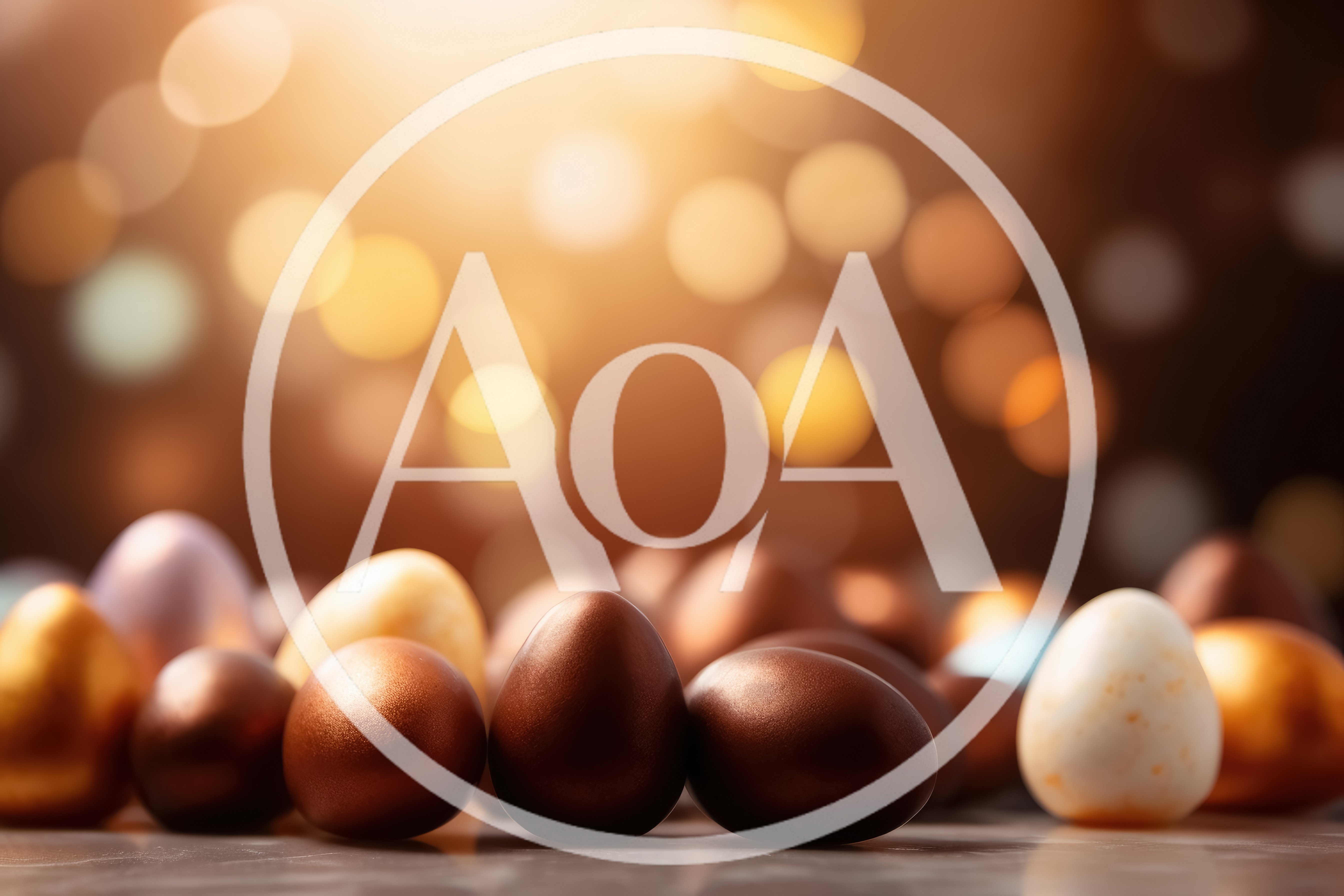 Assorted Metallic Easter Eggs On A Reflective Surface