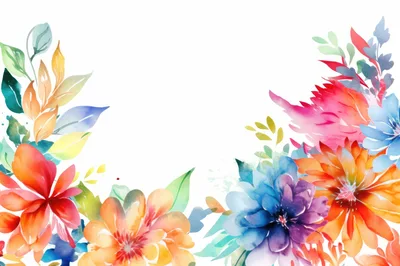 Watercolor Floral Border With Vibrant Painted Flowers