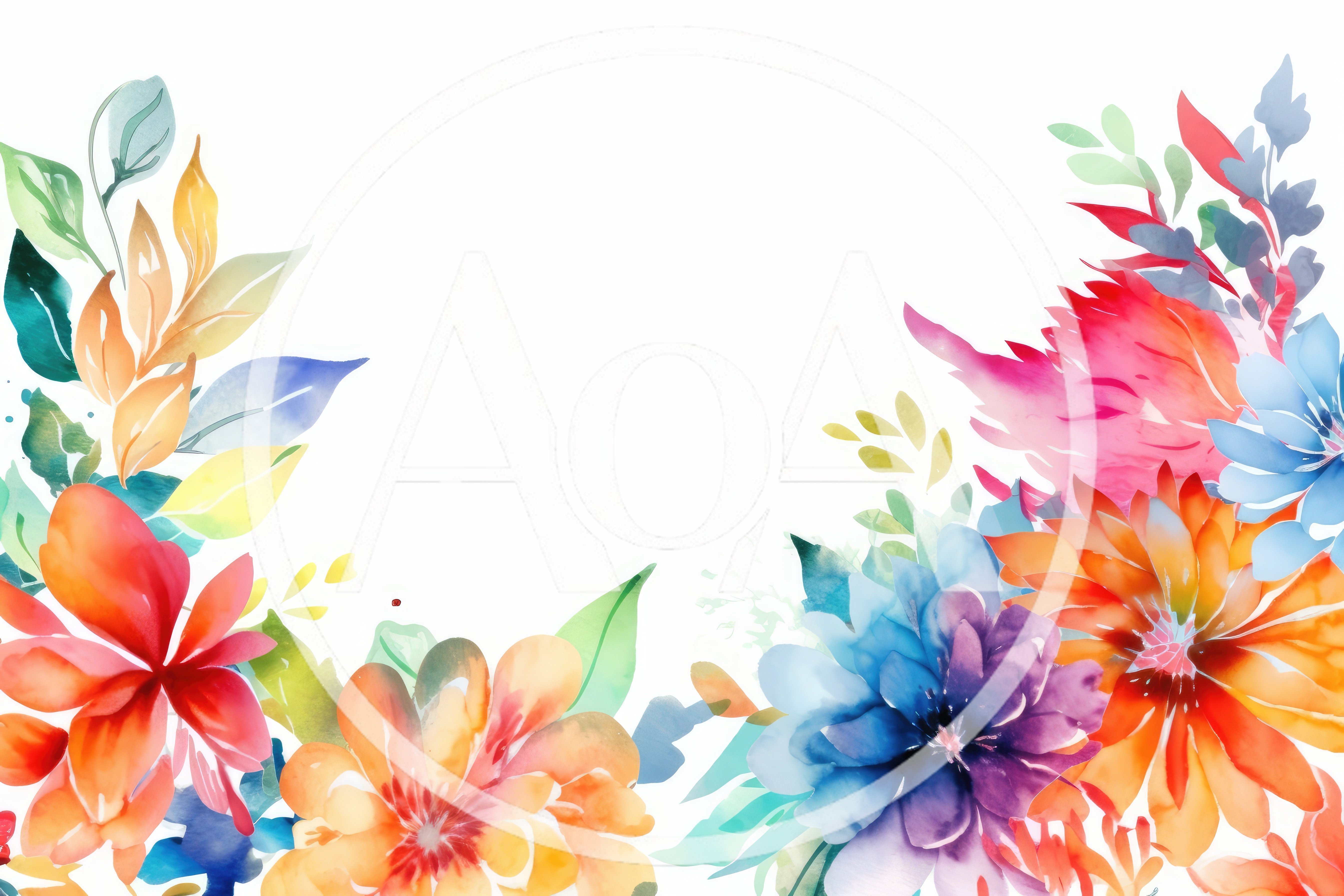 Watercolor Floral Border With Vibrant Painted Flowers