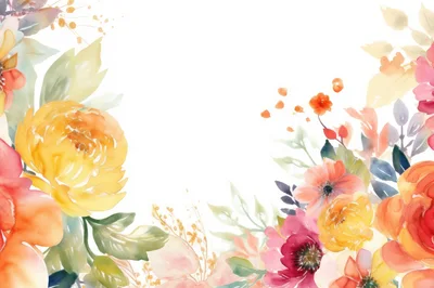 Watercolor Floral Frame With Vibrant Spring Flowers