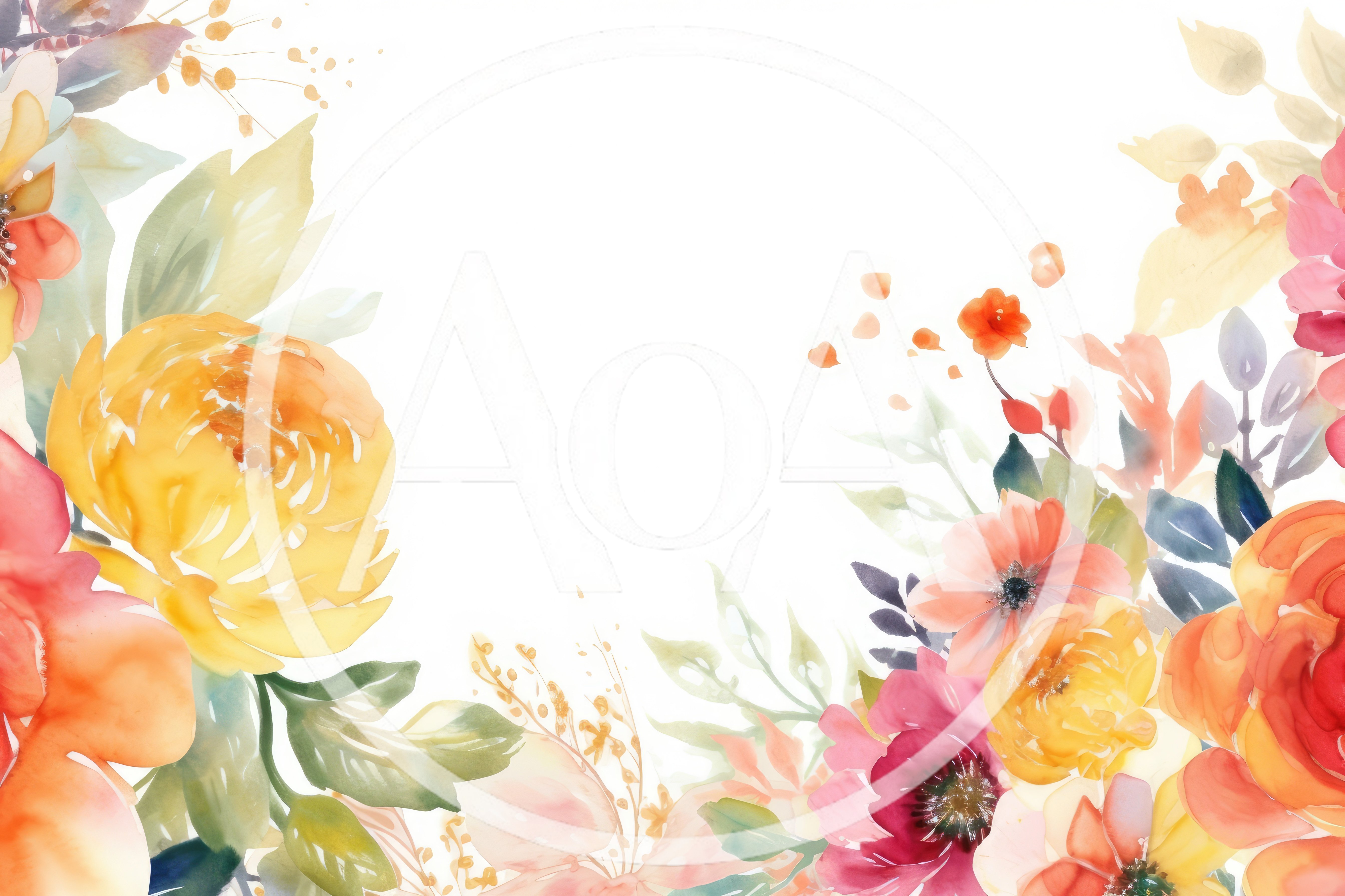 Watercolor Floral Frame With Vibrant Spring Flowers