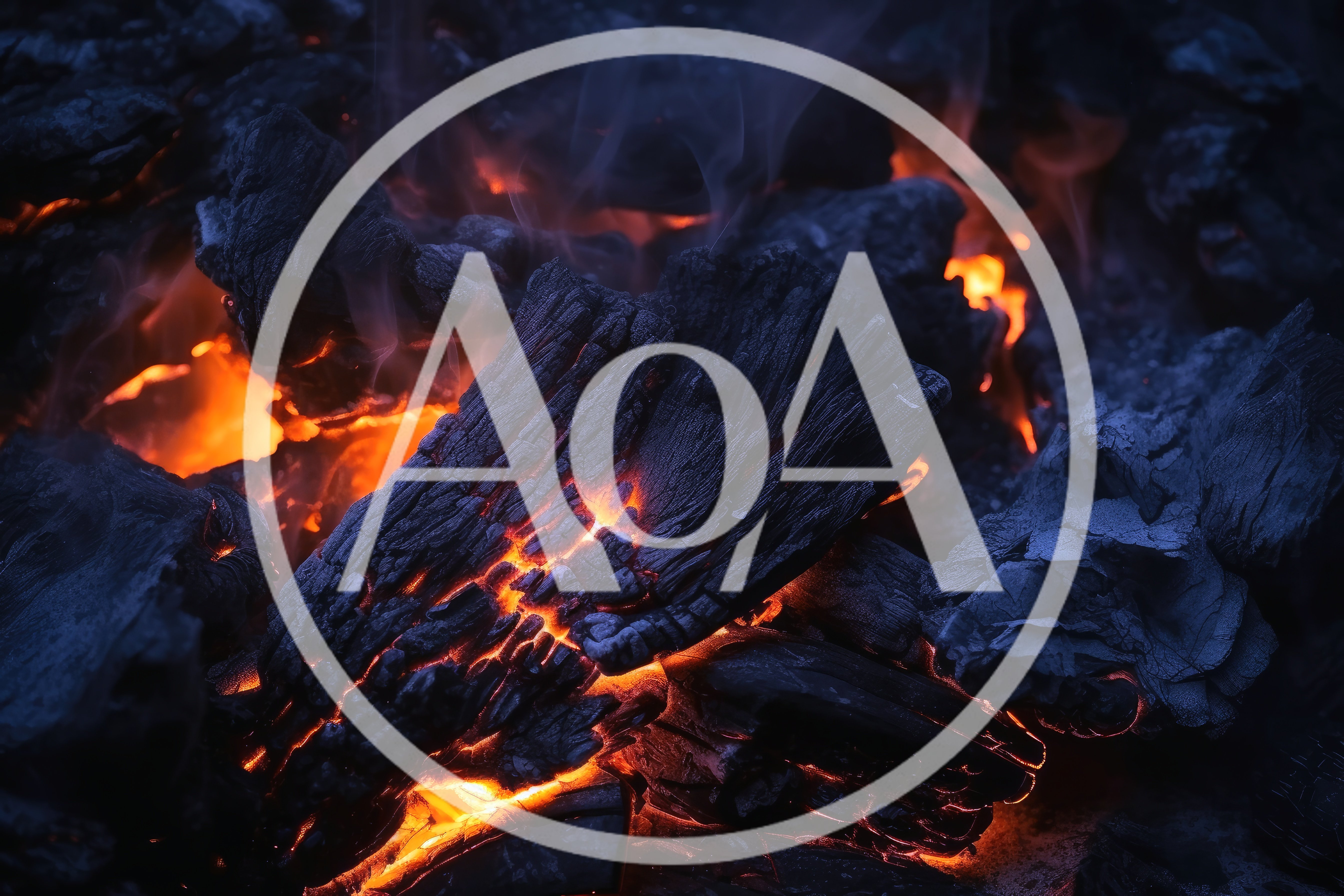 Glowing Hot Charcoal Embers Burning In A Fireplace
