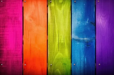 Vertical Wooden Planks Painted In Rainbow Colors