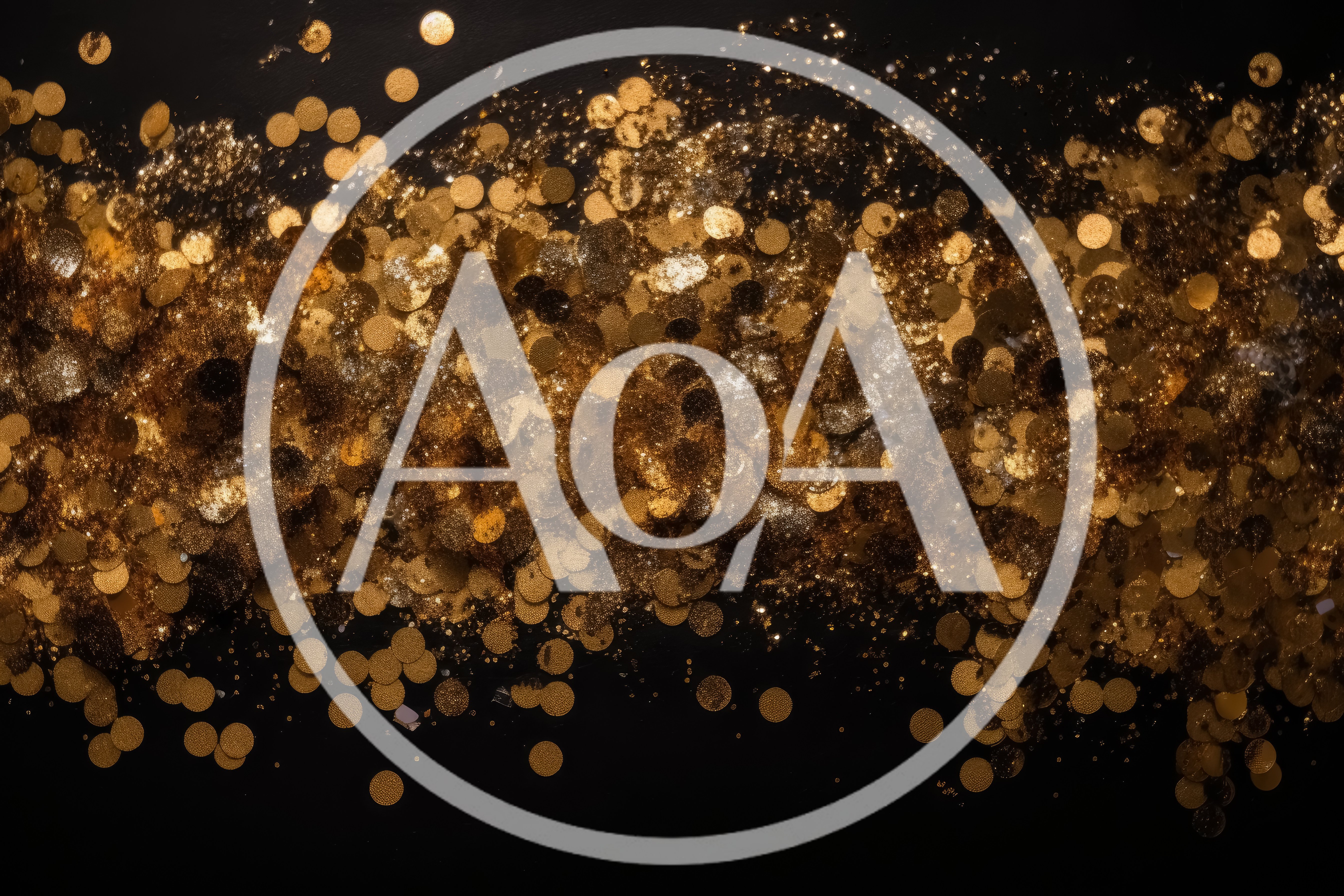 Golden Glitter Particles Scattered On Black Background