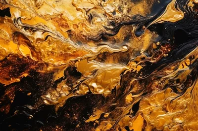 Abstract Gold And Black Liquid Paint Swirls