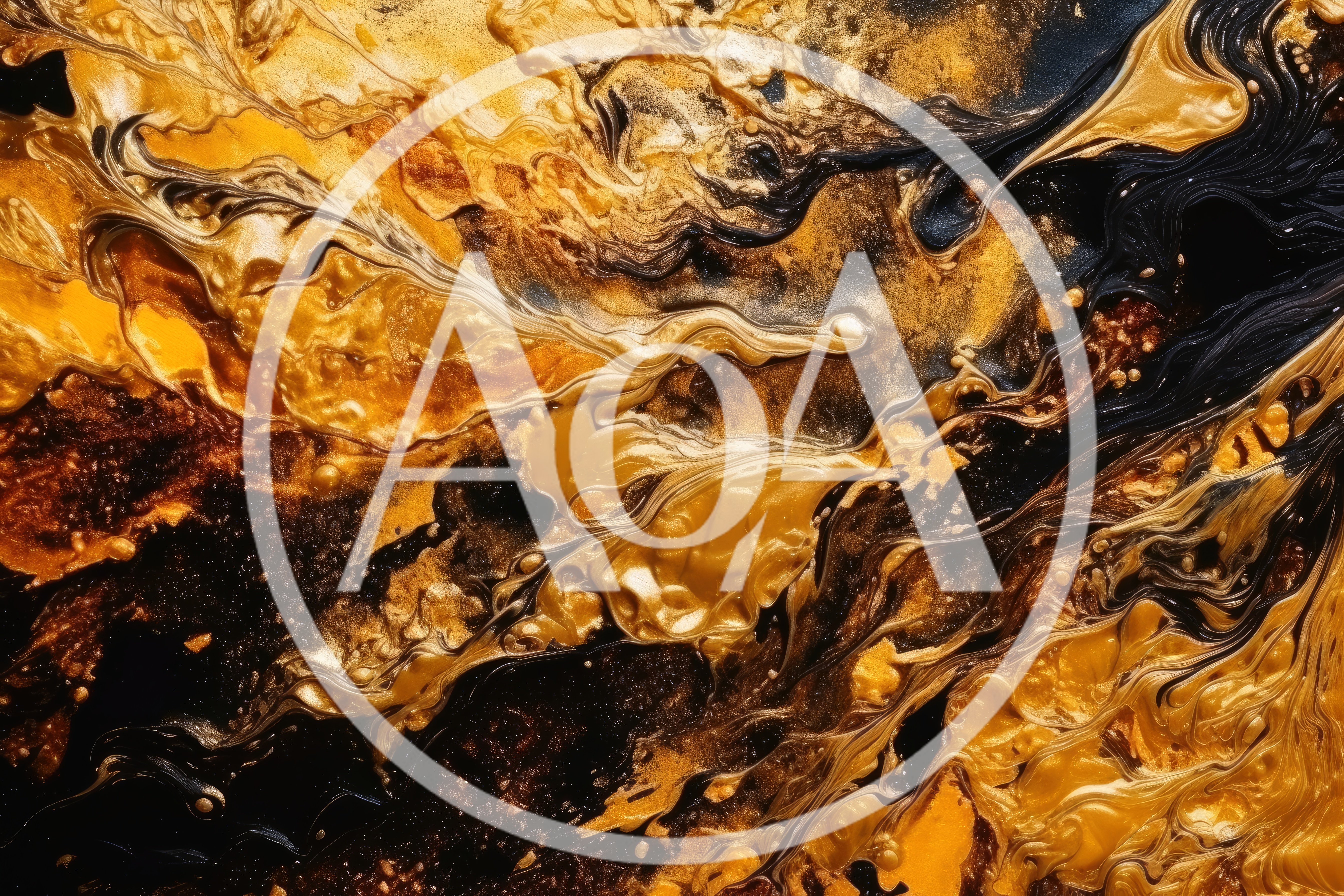 Abstract Gold And Black Liquid Paint Swirls