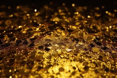 Macro View Of Shimmering Gold Glitter Particles
