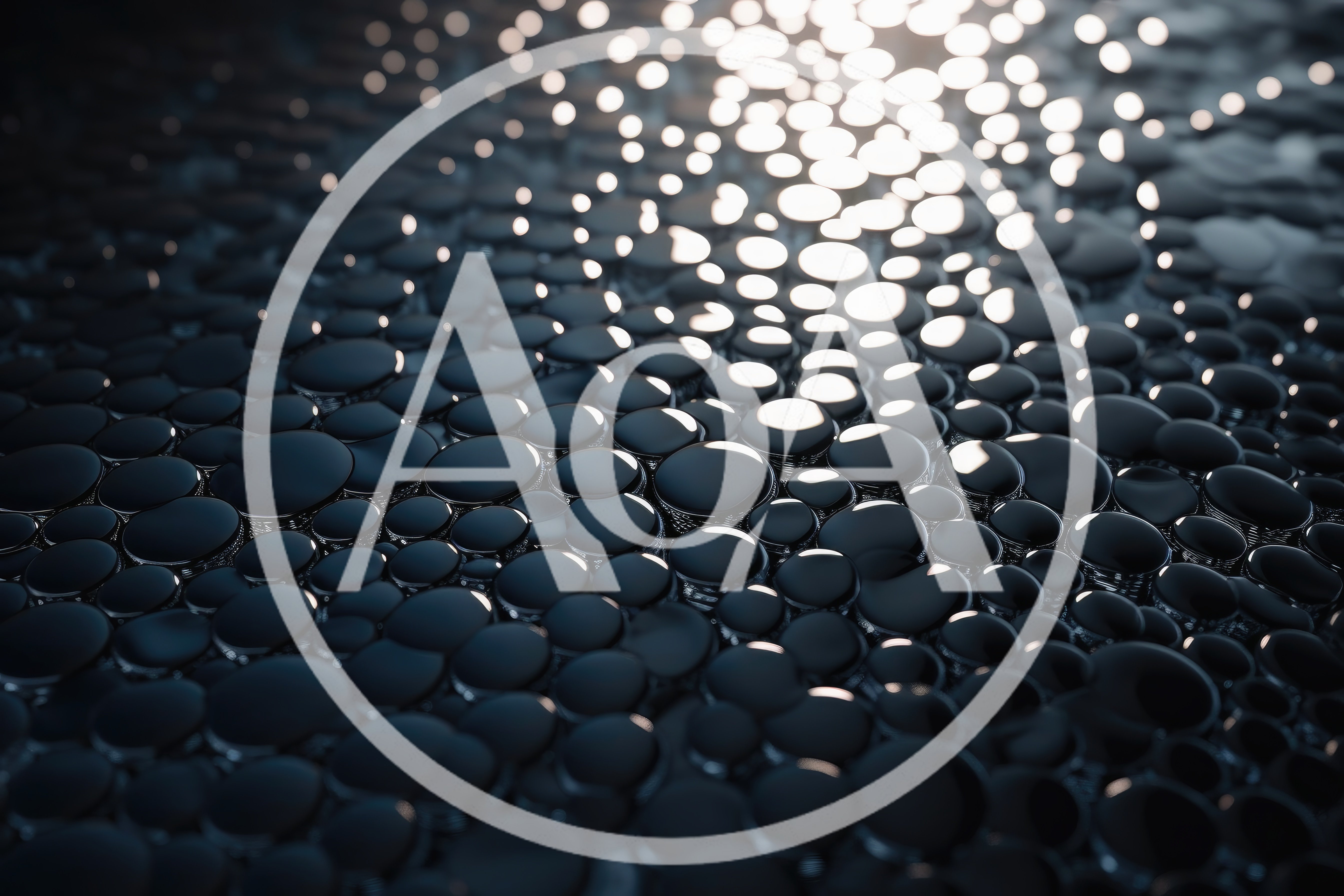 Abstract Background Of Glossy Dark Spheres With Bokeh