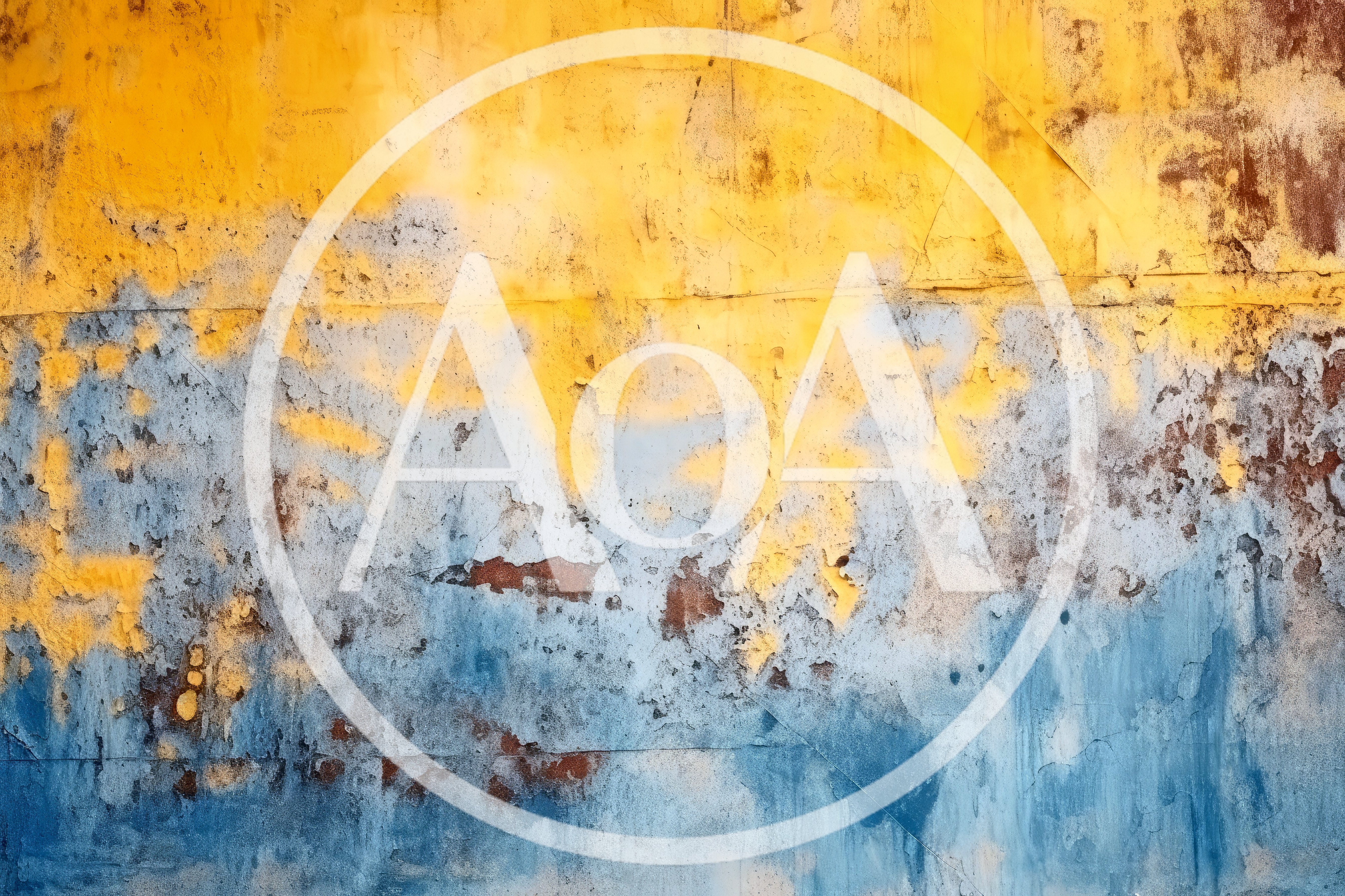 Weathered Concrete Wall With Peeling Yellow And Blue Paint