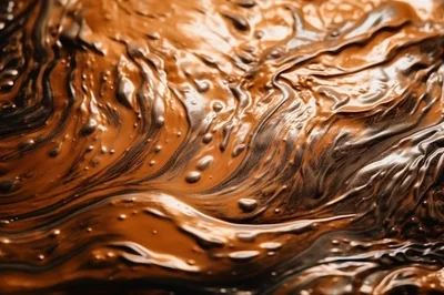 Abstract Swirling Liquid Bronze and Dark Chocolate Paint