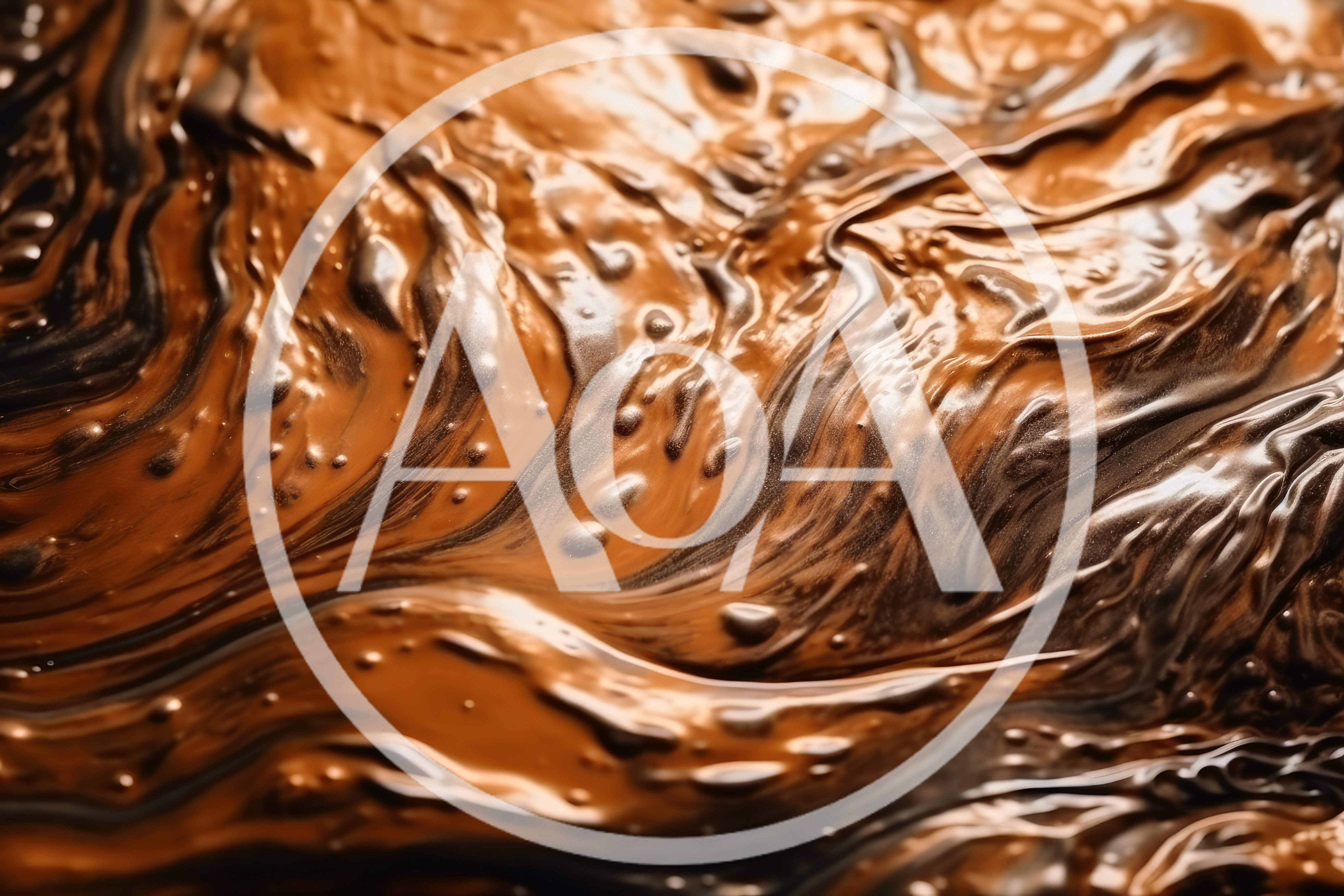 Abstract Swirling Liquid Bronze and Dark Chocolate Paint
